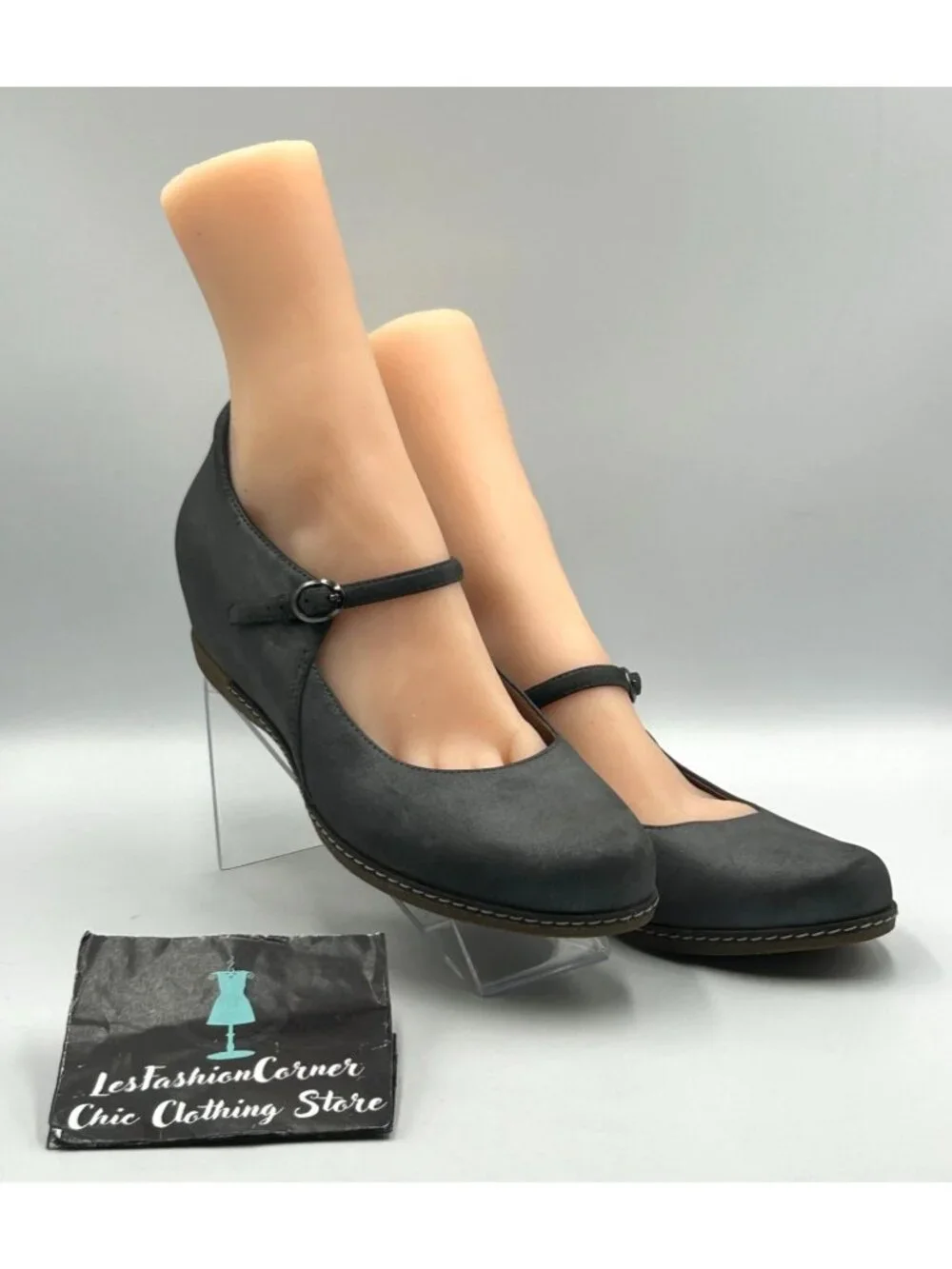 Dansko Women's Metallic Gray Leather Loralie Mary Jane Wedge Shoes Sz 10.5 3520